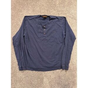 Ariat Henley Shirt Mens XL Blue Long Sleeve Cotton Logo Casual Workwear *